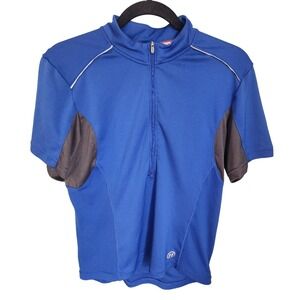 Novara Mens Blue Cycling Jersey Short Sleeve Half Zip Mesh Panels Size M